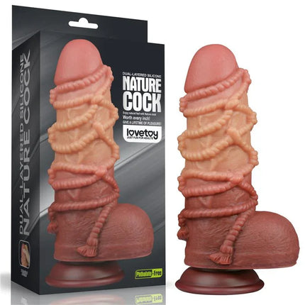 Dildo Dual Layer King Size Nature 9.5 in realistic silicone design with packaging