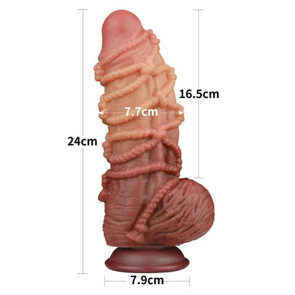 Dildo Dual Layer King Size Nature 9.5 with lifelike texture and measurements in centimeters