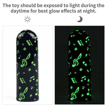 Vibrating Bullet Glow-in-the-dark showing its glow effect in dark next to sunlight exposure.