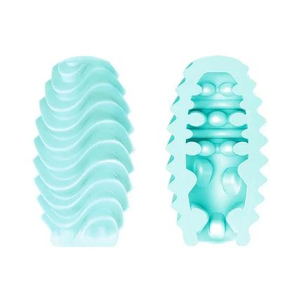 Masturbating Sleeve Attractive with textured interior and flexible design in compact egg packaging for enhanced solo play pleasure.