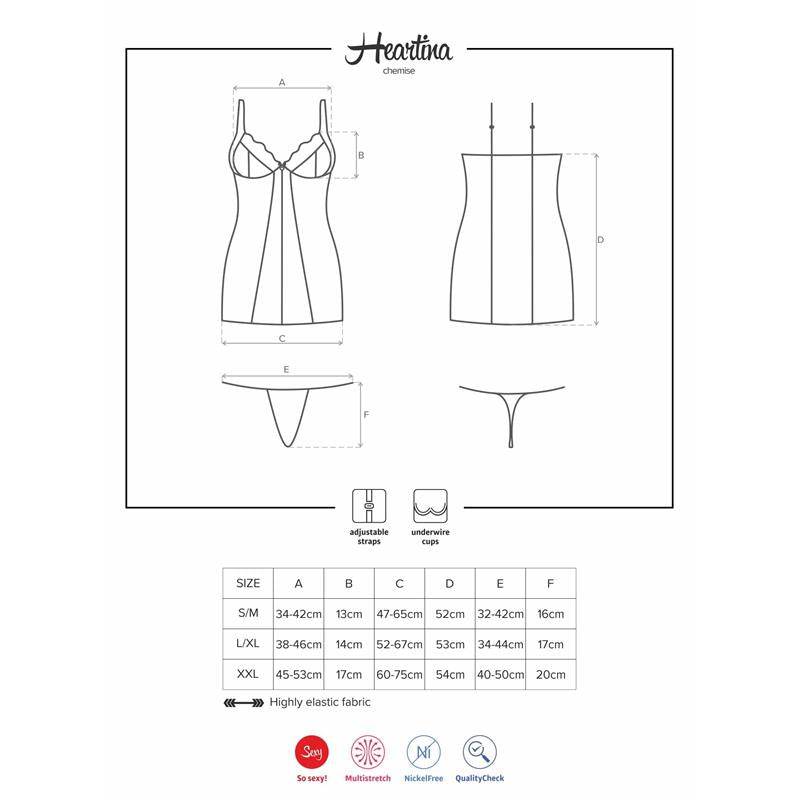 Heartina Chemise and Thong Red