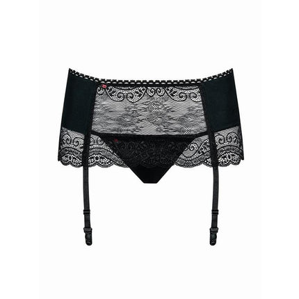 Miamor Garter Belt with Thong in black lace with adjustable straps for a seductive look