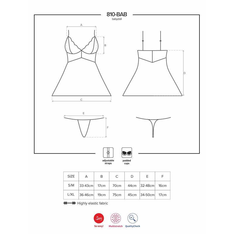 810 BAB 1 Babydoll and Thong Black