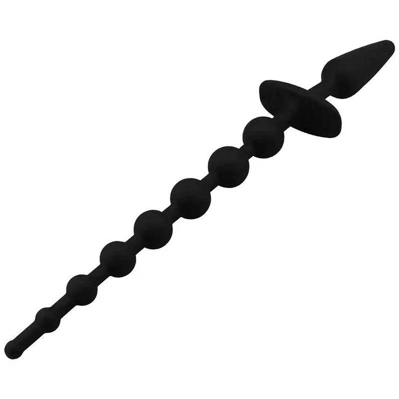 Butt Plug and Anal Chain Silicone Black