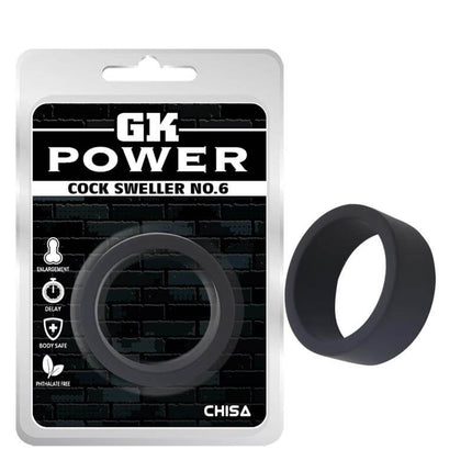 GK Power Cock Sweller No.6 black silicone cock ring 4cm in retail packaging