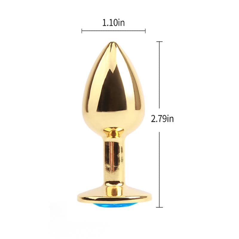 Golden Butt Plug with Blue Jewel