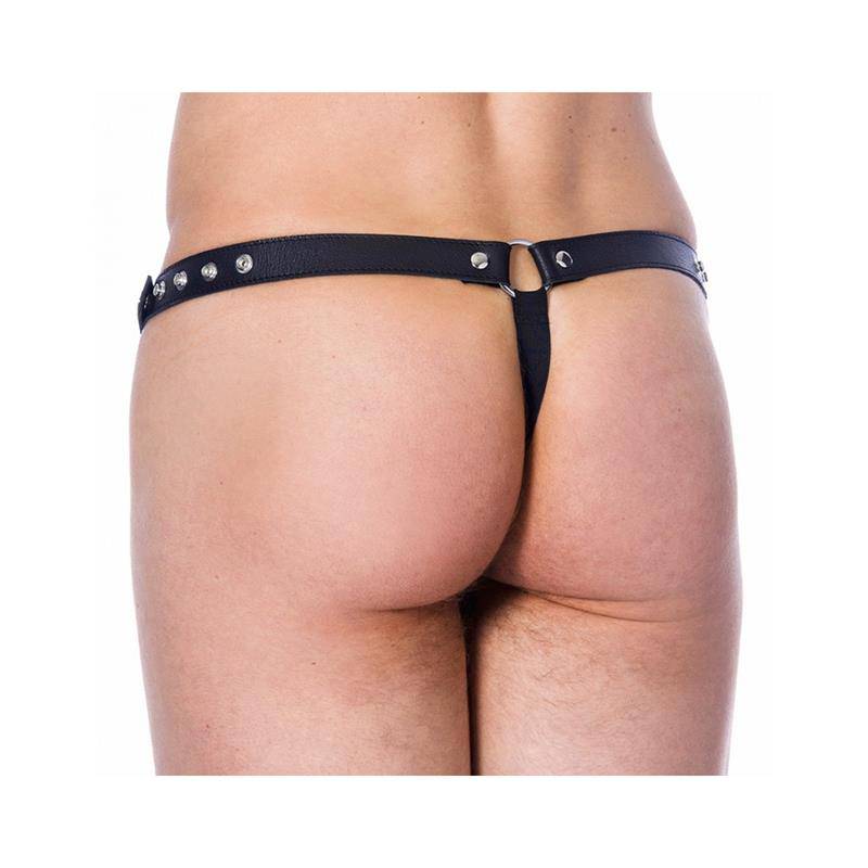 Leather G String Adjustable with Oppening
