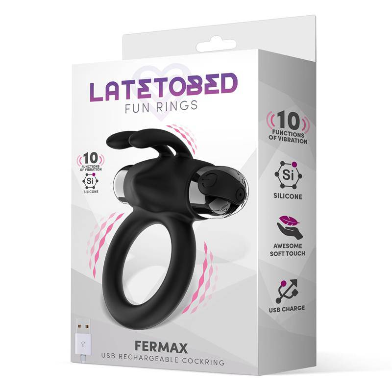 Fermax Vibrating Ring with Rabbit USB Silicone Black