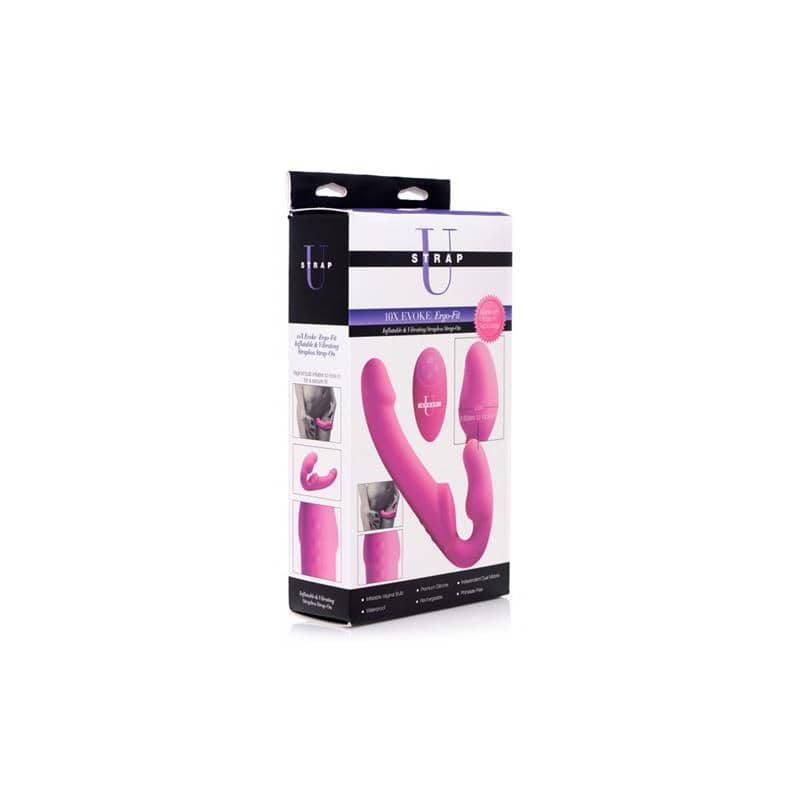 Inflatable Strapless Strap on Inflatable Function with Remote Control Pink