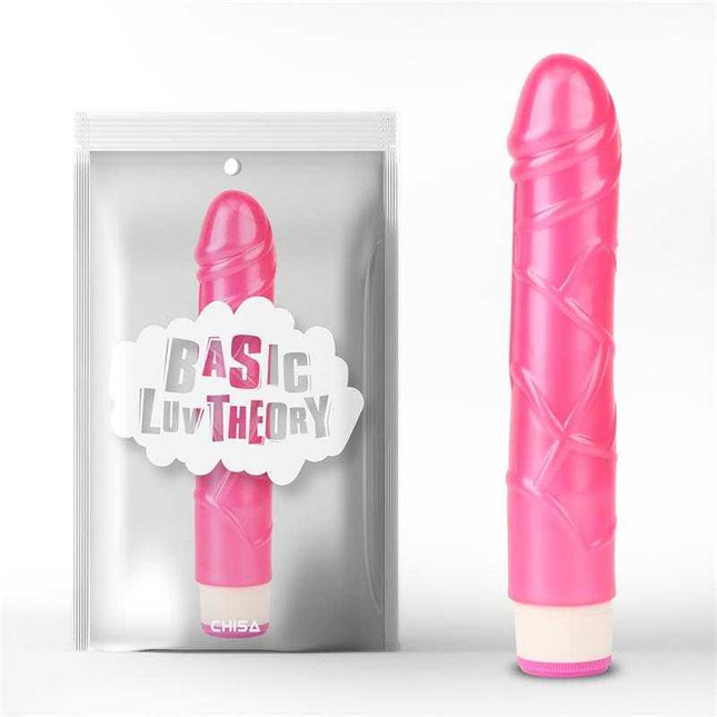 23 cm Multi-Speed Dildo Pink with realistic design and textured shaft displayed beside packaging