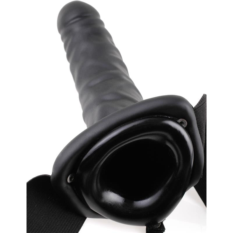 Strap On with Vibrating Hollow Dildo 8 Black
