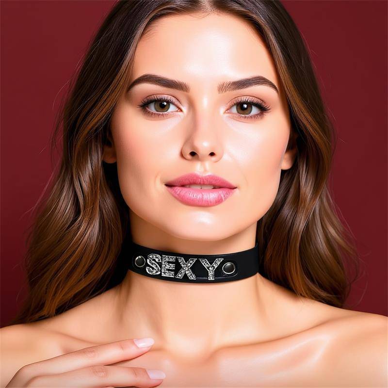 Collar Vegan Leather Sexy One Size