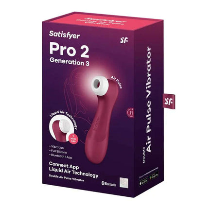 Pro 2 Gene 3 Liquid Air Technology Suction and Vibration App Connect Wine Red with ergonomic design and silicone exterior
