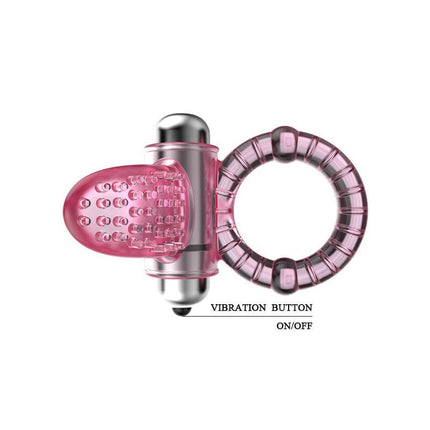 Sweet Vibrating Ring Pink – ribbed pink vibrating cock ring with clitoral stimulator and 10 vibration functions