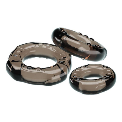 3 Set Cock Ring - Elastic trio for enhanced stamina and customizable fit, featuring three rings for extended and comfortable wear.