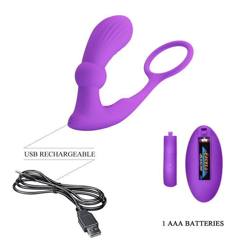 Warren Remote Controlled Vibrating and Pulsating Anal Plug and Penis Ring