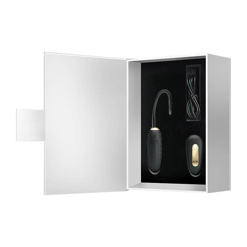 White box set containing black Kegel ball with remote control and USB charging cable.