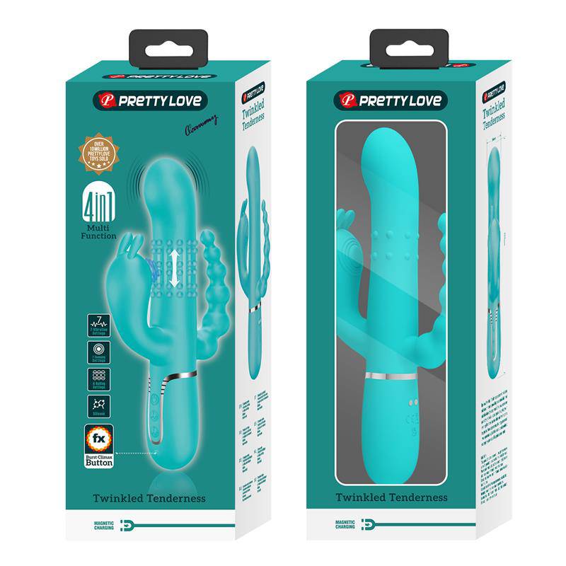 Cammy Tripple Rabbit Vibrator with Beads Turquoise