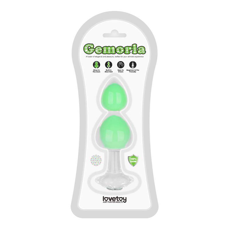 Gemoria Silicone Butt Plug Internal steel ball Glow in Dark