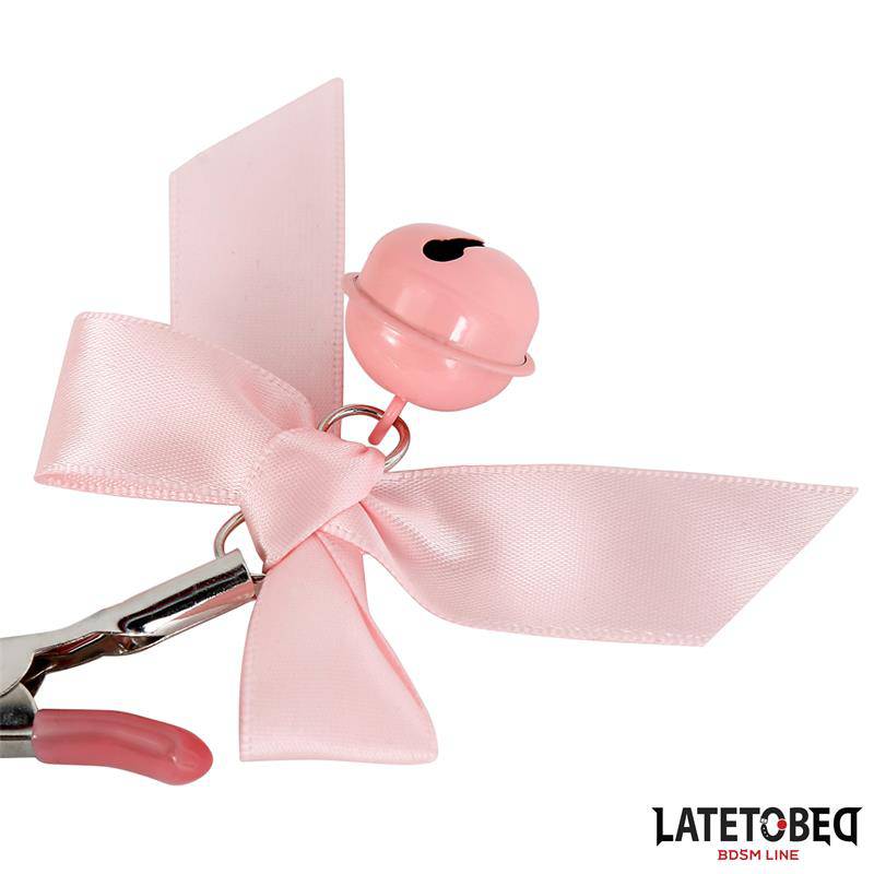 Pink Bow Nipple Clamps with Bell