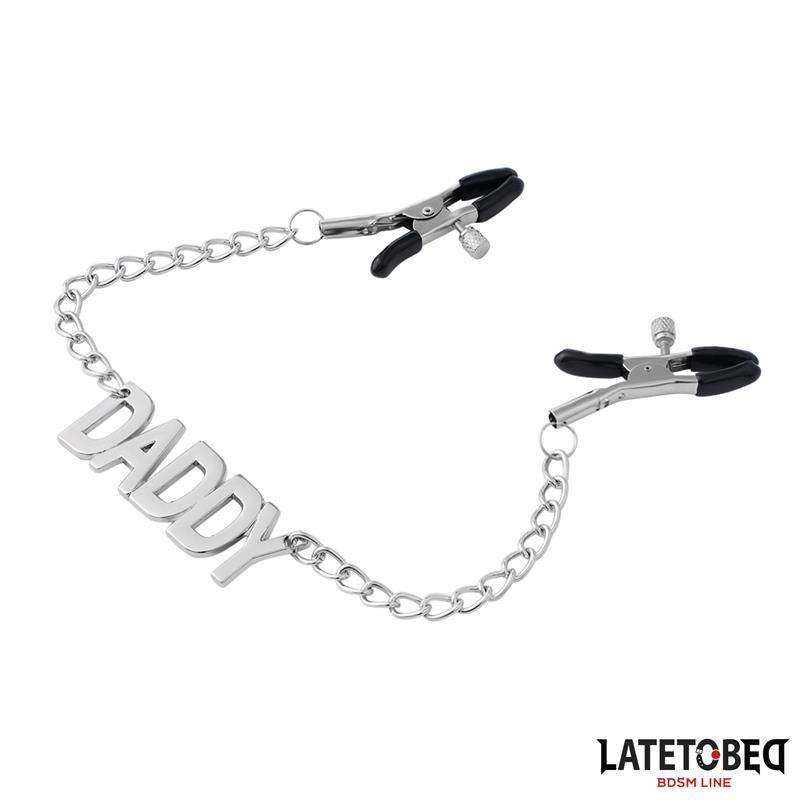 Nipple Clamps with Daddy Word Pendant