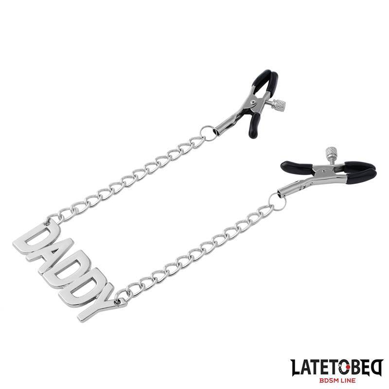 Nipple Clamps with Daddy Word Pendant