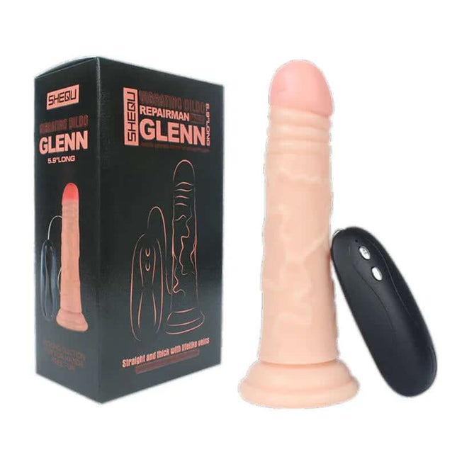 Realistic Vibe Glenn 16.6 cm vibrator with remote control, designed for ultimate pleasure with lifelike features and multiple vibration modes.