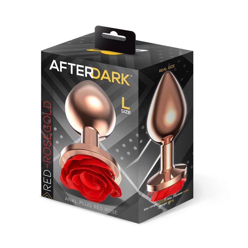 Rose Gold Anal Plugh with Red Rose Base size L