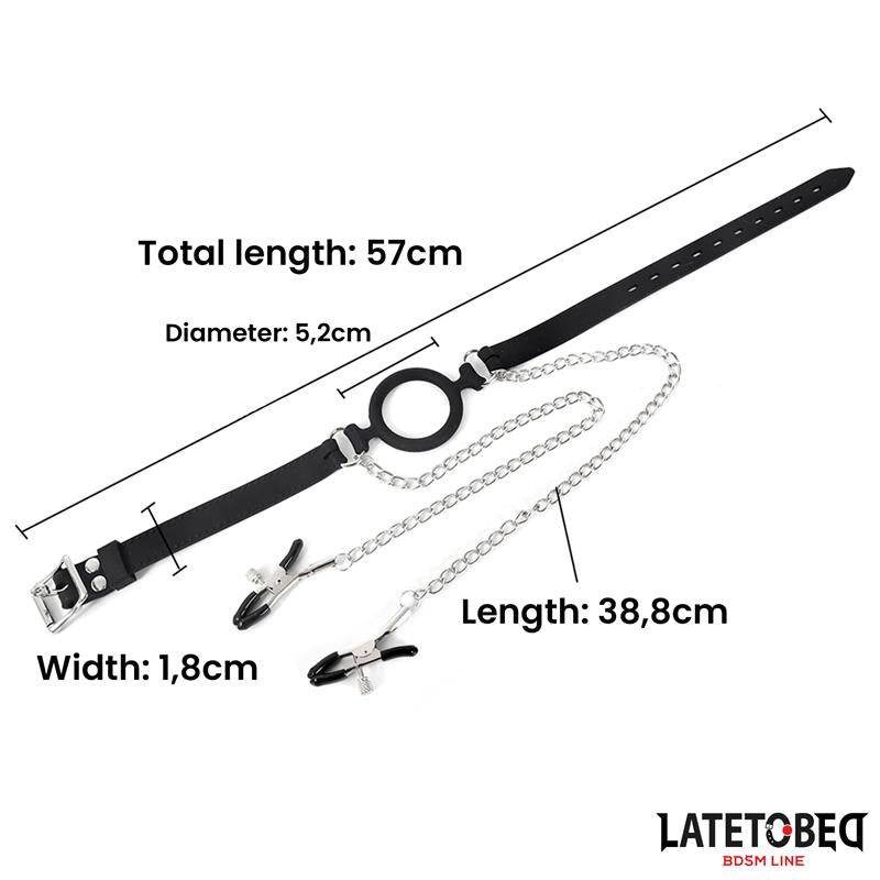 Open Mouth Gag with Nipple Clamps