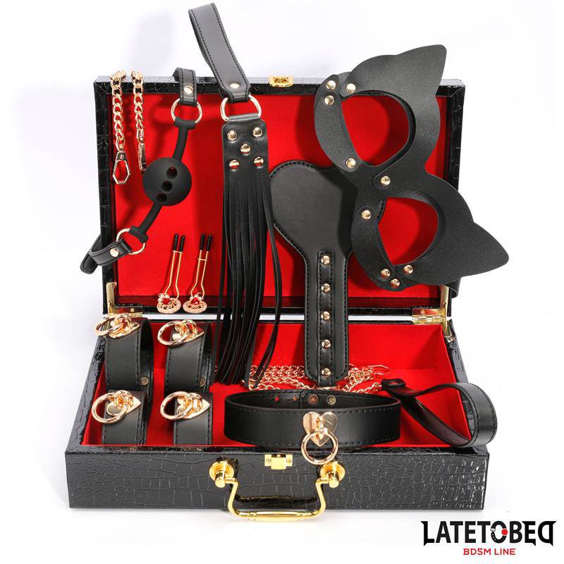 8 Piece Leather Bondage Kit with Storage Case