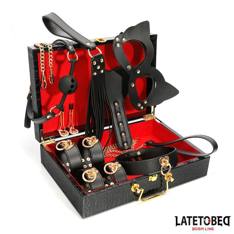 8 Piece Leather Bondage Kit with Storage Case