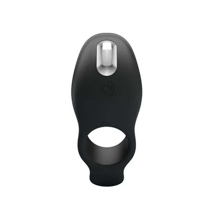 Vibrating Penis Ring USB Silicone, body-safe silicone+ABS design with clitoral stimulator for enhanced pleasure, black color.