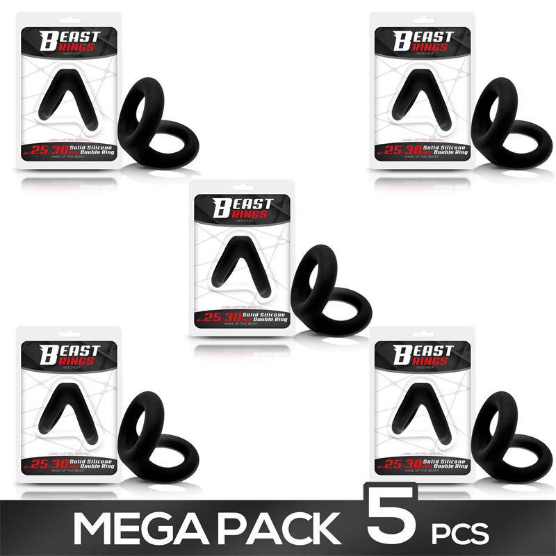 Pack 5 Solid Silicone Double Penis Ring 25 3 cm