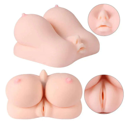Jalome Masturbator 3 in 1 Pussy, Mouth and Breast 3.2 kg adult toy showcasing lifelike design and texture.