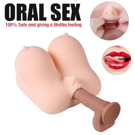 Jalome Masturbator 3 in 1 Pussy, Mouth and Breast 3.2 kg adult toy showcasing lifelike texture and multi-sensory features.