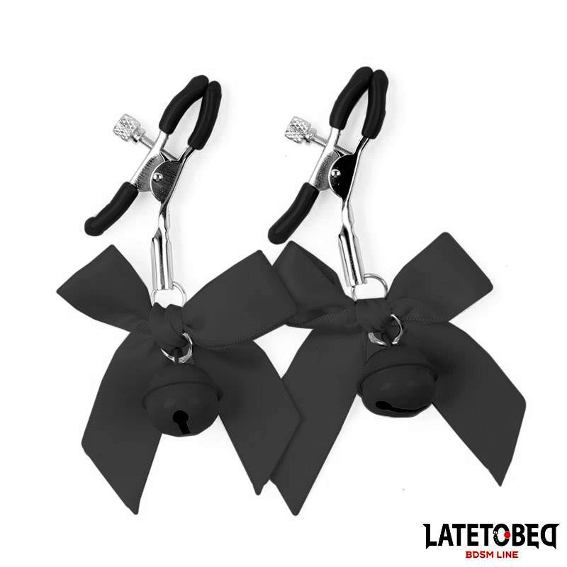 Nipple Clamps with Bell and Black Bow
