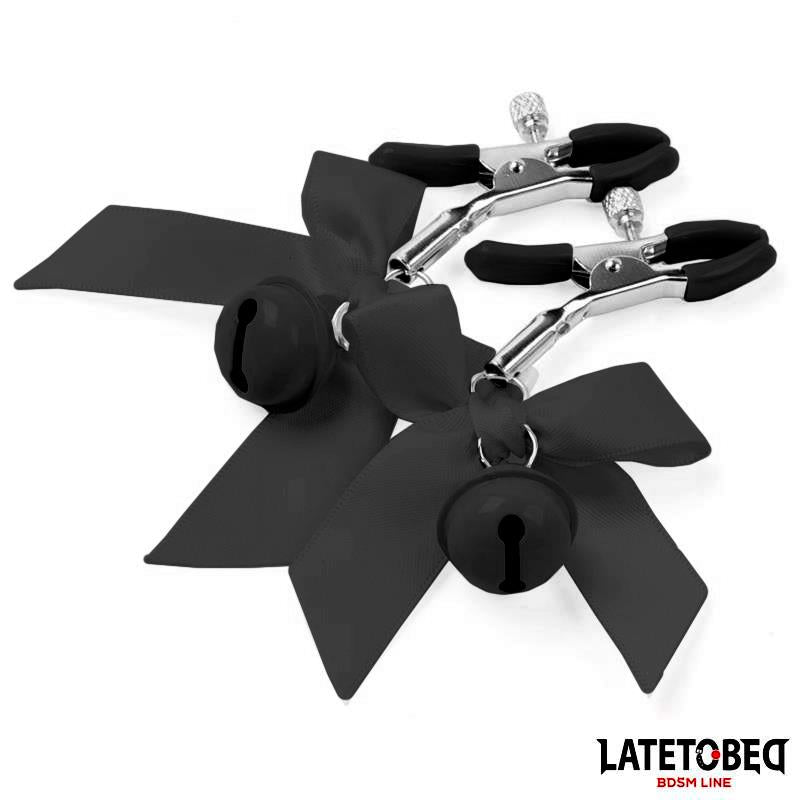 Nipple Clamps with Bell and Black Bow