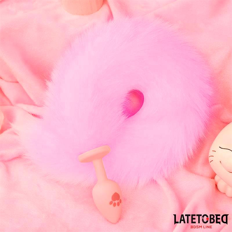 Pink Silicone Fox Tail Anal Plug Pink