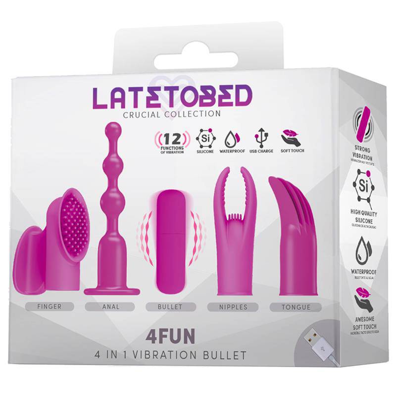 4Fun Vibrating Bullet and 4 Sleeves USB Waterproof Silicone - secretsextoys.store