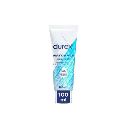 Natural Intimate Moisturizing Lubricant 100 ml tube with 100% natural ingredients by Durex. Water-based formula for smooth, skin-friendly use.
