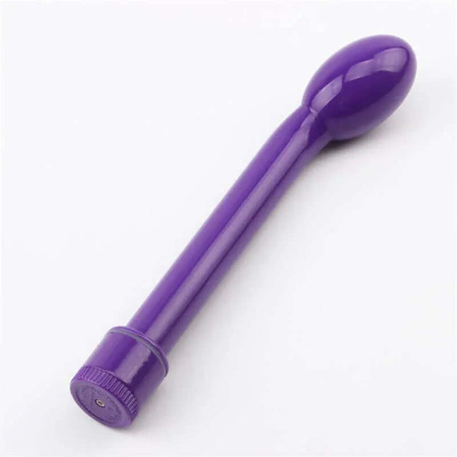 Estimulator G Vibes Purple waterproof ABS multi-speed stimulator, phthalate-free, uses 2 AA batteries.