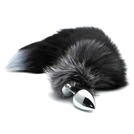 Black And White Fox Tail Plug L