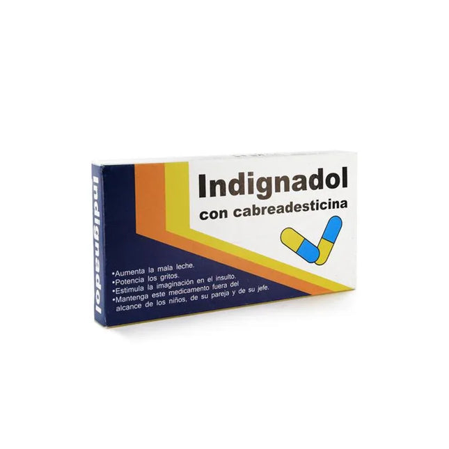 Box of Indignadol novelty candy with fruit scent design.