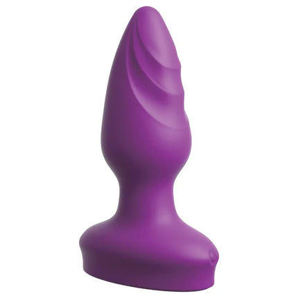 Purple Butt Plug with Vibration featuring a textured design and suction base.