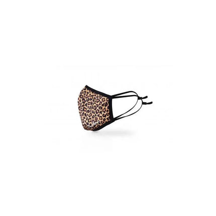 Leopard print Face Mask with PM2.5 Filter, featuring reusable design and two carbon filters for enhanced protection.