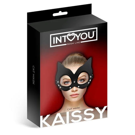 Kaissy Cat Mask Adjustable packaging featuring a stylish cat-shaped design, perfect for BDSM enthusiasts seeking high-quality and comfortable wear.