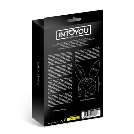 Packaging of Roussy Bunny Mask Adjustable from INTOYOU BDSM line with bunny illustration and product details.
