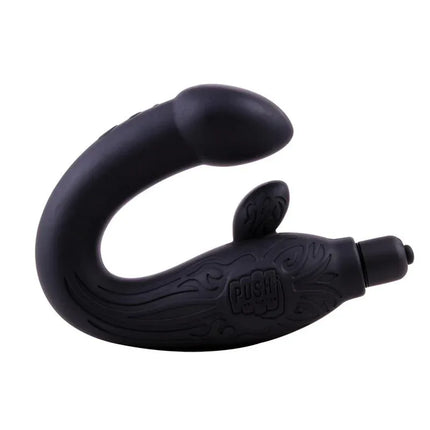 Prostatic Masager Silicone 29 cm Black with ergonomic design for P-point stimulation and 7 vibration functions.