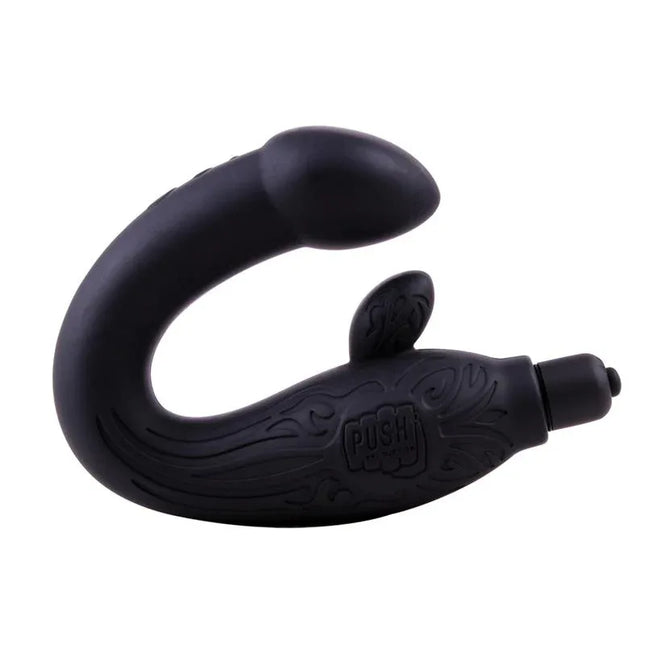 Prostatic Masager Silicone 29 cm Black with ergonomic design for P-point stimulation and 7 vibration functions.