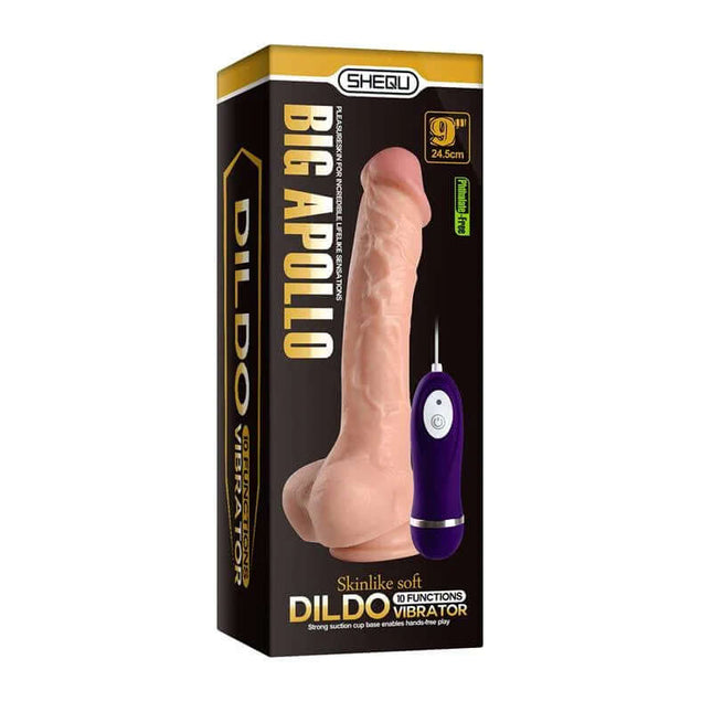 Realistic Vibe Remote Control Apolo 24.5 cm vibrator in packaging with remote control